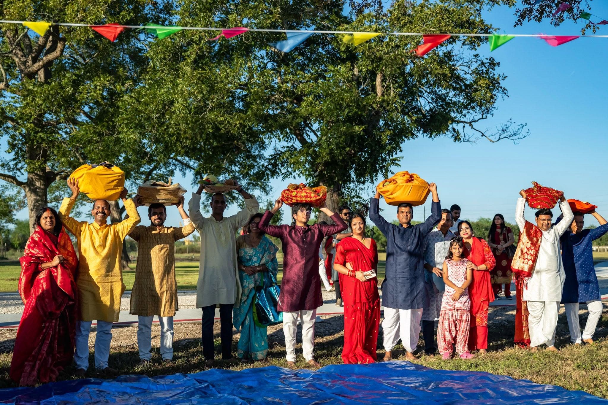 Families sharing the Chhath Puja tradition