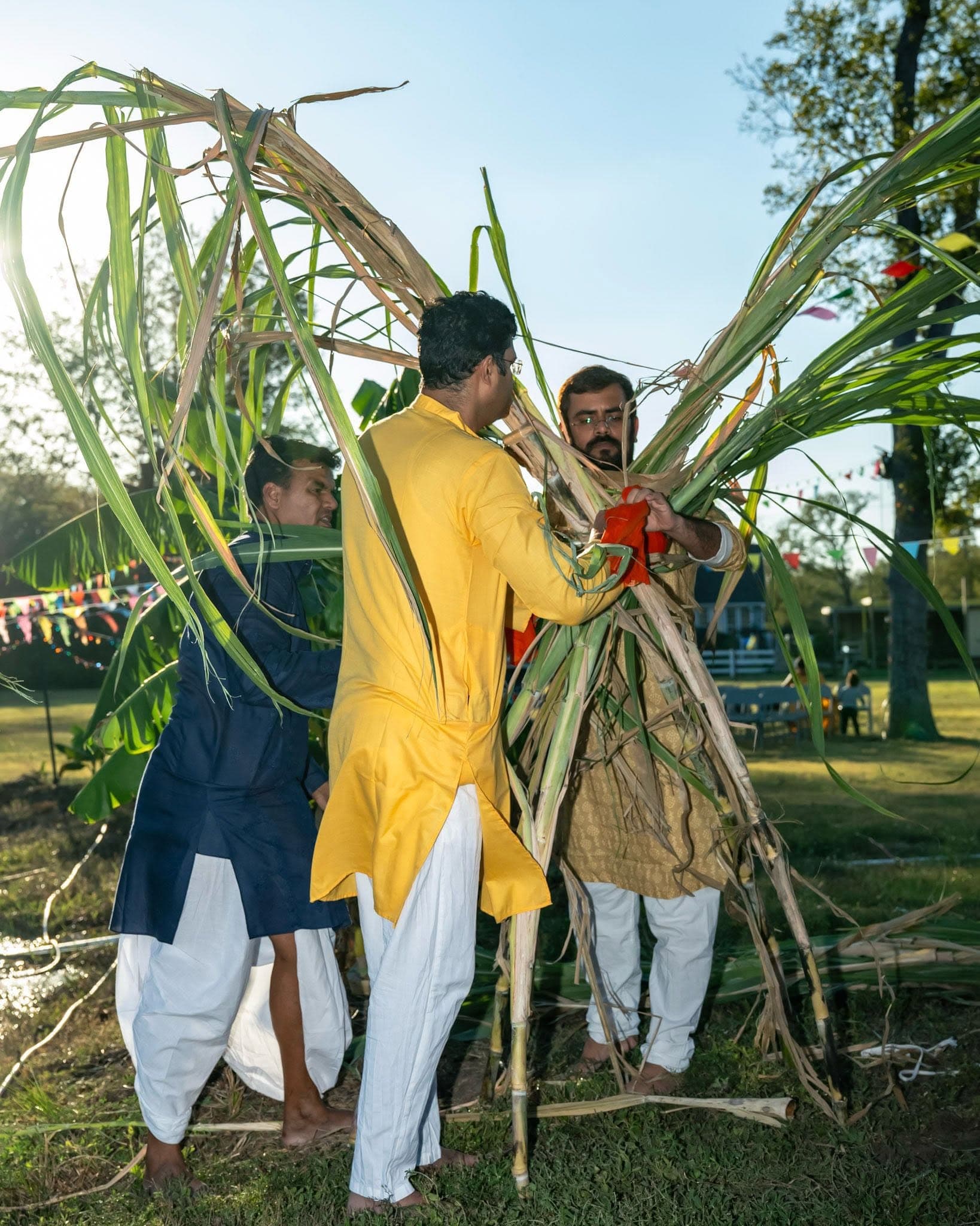 Devotees gathered together for the arghya